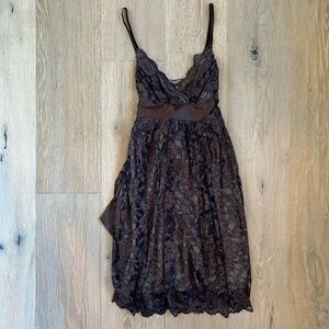 Aqua Brown Lace Cocktail Dress Sleeveless with Bow Dressy Formal Teens and Adult